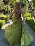 Elegant Women's Halter Long Dress Corset Maxi Pleated Dresses Summer Evening Party Bridesmaid Wedding Guest Gown