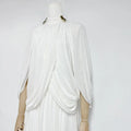Chic Draped Maxi Dress Women Elegant Flutter Sleeve Turtleneck Patchwork Long Dresses 2026 Lady New Evening Party Gowns