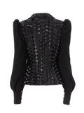 New Fashion 2026 Designer Sequin Suit Jacket Women's Patchwork Double Breasted Gold Buttons Blazer