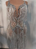 High-end Fashion, Glam Sticky Diamond Tube Top, Rhinestone Chain, Waist Skirt Set, Bar Nightclub Dress Body Transparente Flecos