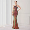 High Quality Women Design Maxi Dress Sexy One Shoulder Sequin Evening Dress Party Night Elegant Long Prom Dress Vestidos