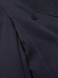 Navy Business Meetings Women's White Topstitch Trim Blazers Double Breasted Design Lapel Blazer for Office Commute
