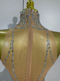 Diamonds Mesh Sexy See Through Cocktail Mini Dress Women Eveing Luxury Birthday Party Singer Nightclub Show Stage Costume