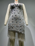 Women's Sparkling Rhinestone Tassel Lace Tube Dress Light Luxury Birthday Party Evening Performance Gown Designer Luxury Dresses