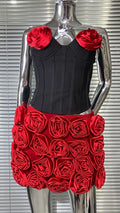 Women's Red Corsage Tube Top + Bud Skirt Set Glam Luxury Fashion Hot Party Evening Performance Dress Robe Femme Chic Et Élégante