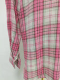 American Streetwear Pink Plaid Shirt for Women Lapel Removable Designer Long Sleeve Casual Shirts Female Fashion