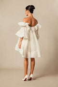 Women's Spring Summer Off Shoulder Tiered Ruffle Flared Mini Dress Sweet Prom Party Wear 2026 Trendy Feminine Fashion Dress