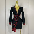 Women Celebrity Sexy Long Sleeve V Neck Rhinestone Black Bandage Dress Elegant Evening Club Luxury Birthday Party Dresses