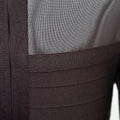 Vintage Elagant Brown Bandage Mini Dress Mesh See Through Sexy Evening Party Dress Slim Elastic Bodycon Dresses Women