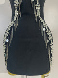 Sexy Strapless Diamond Chain Black Backless Bodycon Bandage Mini Dress Women Elegant Prom Gown Club Evening Party Birthday Dress