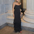 Hit Color Slimming Dresses for Women Square Neck Sleeveless High Waist Temperament Long Dress Female Fashion Style
