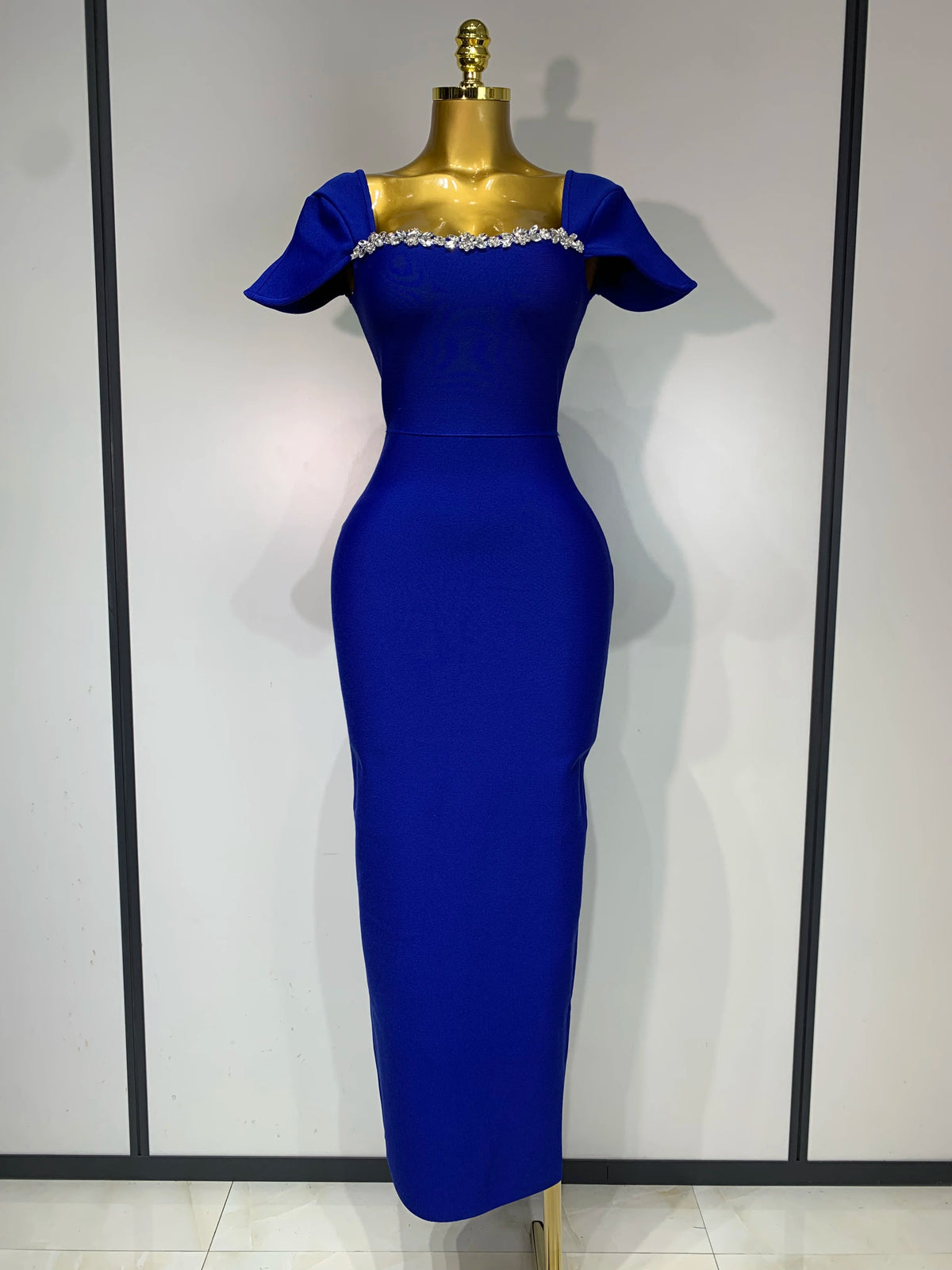 Celebrity Elegant Bandage Long Party Dress 2025 Women Sexy Square Collar Stretch Evening Prom Gown Club Luxury Birthday Dresses