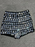 New Ladies Sparkling Luxury Crystal Backless Strapless Crop Top Diamond High Waisted Skirt Empire Shorts Women Set