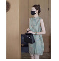 Olive Girl Green Embroidered Qipao for Ren Faire 2026 Garden Wedding Fairycore Photoshoot Everyday Wear S-XXXL XS-3XL Plus Size Hand Embroidered Romantic Garden Party Editorial Not Costume Qipao Cheongsam Chinese Dress Chinese Heritage Fashion Women