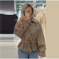 Vintage Plaid Belted Jackets Women Slim Full Sleeves Double-breasted Lapel Cropped Coats 2026 New Ladies Autumn Fashion Outwear