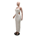 Sexy Pearl Beading Sequin Hollow Bodycon Spaghetti Strap Evening Party Dresses Women Birthday Vestidos Fashion Clothing
