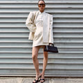 Solid Color Women's Two Piece Set Deconstructed Shoulder Design Coat Irregular Skirt Stylish Two Piece Set Fashionable Wear 2026