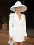 Black Slim Women Long Suit Blazer For Wedding Luxury Crystal Diamond Vestidos Formal Office Lady Custom Made Prom Party Gown