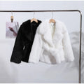 Solid Fashionable Fuax Fur Jacket for Women Lapel Long Sleeves Slim Spliced Lace Up Coat Female Winter Clothing New