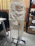 Beige Embroidered Long Tunic Top V Neck Long Sleeve Lace Fringe Hem Boho Blouse 2026 Summer Beach Vacation Cover‑up Streetwear