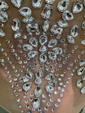 Sexy Sparkly Rhinestones Halter Backless Mesh Velour Short Dress Women Evening Prom Celebrate Birthday Party Stage Wear