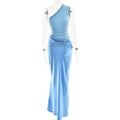 Solid Slimming Dresses for Women Slanted Collar Sleeveless High Waist Temperament Dress Female Fashion