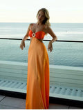 2026 Chic Gradient Hollow Out Maxi Dress Women Sexy Backless Sleeveless Sling Long Dress Summer Vacation Boho Beach Satin Outfit