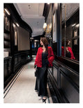 New Long Sleeved Jacquard Cardigan Summer Warm Loose Printing Versatile Retro Festival Red Lady Tang Suit Top