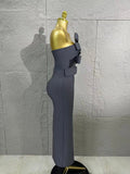 Elegant  Women Sexy Strap Florals Sleeveless Bodycon Midi Bandage Dress Birthday Party Nightclub Celebrate Photo Shoot Out