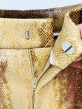 Fashion Women's Snake Pattern Zipper Jacket Flare Pants Two Piece Set 2026 Ladies PU Leather Suit