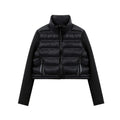 Women's stand-up collar pressure glue zipper Black splicing space cotton jacket jacket for women