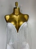 Women Sexy Strapless Tassel Off Shoulder Bandage Dress Fancy Club Celebrity Evening Party Mini Bodycon Dress Birthday Vestido