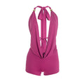 Sexy Summer 2-Piece Set Women Halter Deep Swing Collar Backless Camisole+Shorts Matching Sexy Clubwear Skinny Outfits