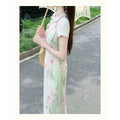 Olive Girl Romantic Qipao for Ren Faire 2026 Garden Wedding Fairycore Photoshoot Everyday Wear S-XXL XS-3XL Plus Size Romantic Cottagecore Garden Party Editorial Not Costume Qipao Cheongsam Chinese Dress Chinese Heritage Fashion Women