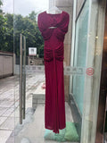 Elegant Light Luxury Maxi Dress for Women Cape Sleeve Cutout Twist Waist Long Gown for Celebrity Formal Dinner Party Outfit