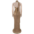 Sexy Sheer Lace Dress Women One Shoulder Cape Sleeve Evening Party Night Out Backless Prom Bodycon Maxi Dress Robe Femme