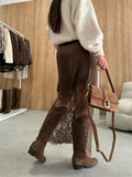 Vintage Lace Skirts Fashion Lace Patchwork Sexy See Through Skirts High Street Elegant Party Streetwear Women's Skirts
