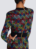 Women's Colorful Printed Jacquard Glam Deep V Mini Dress Fashion Hot Socialite Party Evening Performance Gown Robes Bal De Promo