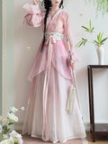 Olive Girl Pink Embroidered Hanfu Dress for Ren Faire 2026 Garden Wedding Fairycore Photoshoot Everyday Wear S-L XS-3XL Plus Size Hand Embroidered Flowing Sleeve Dramatic Silhouette Romantic Cottagecore Editorial Not Costume Chinese Heritage Fashion Women