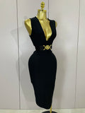 High Quality Luxury Birthday Dresses Elegance Sexy V-Neck Sleeveless Bodycon Bandage Dress Nightclub Party Women Evening Dress