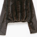 Women's Brown Faux Fur Cropped Jacket Fashion Stand Collar Single Breasted Pocket Casual Coat Lady 2026 Spring Chic Outerwear