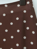 Casual Coffee Polka Dot Two Piece Set for Women Lace Trim Cami Sheer Mesh Ruffled Midi Skirt Set for Vintage Dates