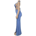 New Women's Hemp Rope Maxi Dress Sexy Criss Cross Cut-Out Halter Neck Backless High Slit Party Dresses Birthday Outfits