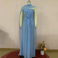 Light Blue Ruched Bodycon Mermaid Maxi Dress for Women for Cape Sleeve Design Draped Skirt for Red Carpet Award Ceremonies