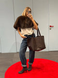 Elegant Fur Shawl Skirt Women's Suit Fashionable Solid Loose Shawl Fitted Fur-Lined Midi Skirt Set Autumn Winter Female