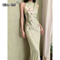 Olive Girl Green Romantic Dress for Garden Wedding 2026 Fairycore Photoshoot Everyday Wear S-XXL XS-3XL Plus Size Romantic Cottagecore Garden Party Editorial Not Costume Dress Chinese Heritage Fashion Women