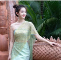 Women's Thailand Traditional Clothing Two Set Thai Dress National Costume Dai Dress Minority Retro Costume Dance Photography