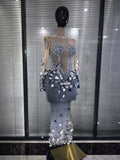 Women Sexy Long Sleeve sequins Diamonds Maxi Long Dress Luxury Birthday Party Costume Bar Nightclub Stage Performance Clothing