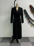 Fashion Women OL Work Double Breasted Notched Long Sleeve Maxi Dress Spring Sexy Night Elegant Party Street Long Dresses