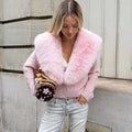 Elegant Faux Fur Coats Women's Warm Puffy Slim Long-Sleeve Collared Cardigan Winter Fashion High-Street Women Outwear